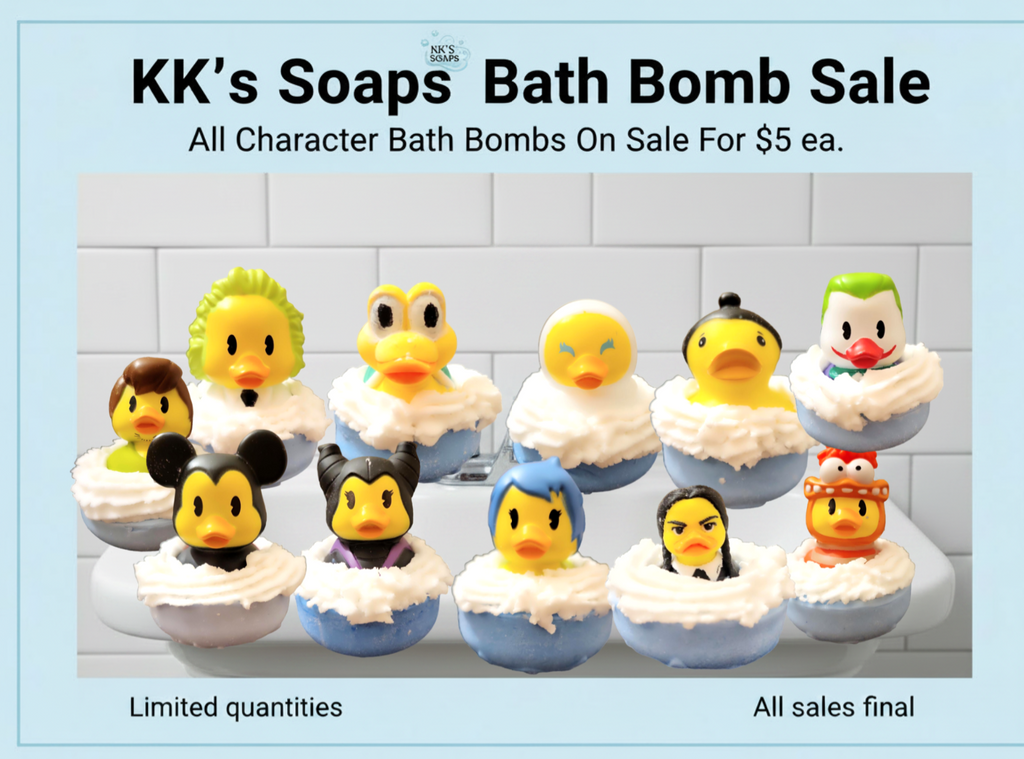 Make bath time fun with KK’s Soaps Character Bath Bombs!